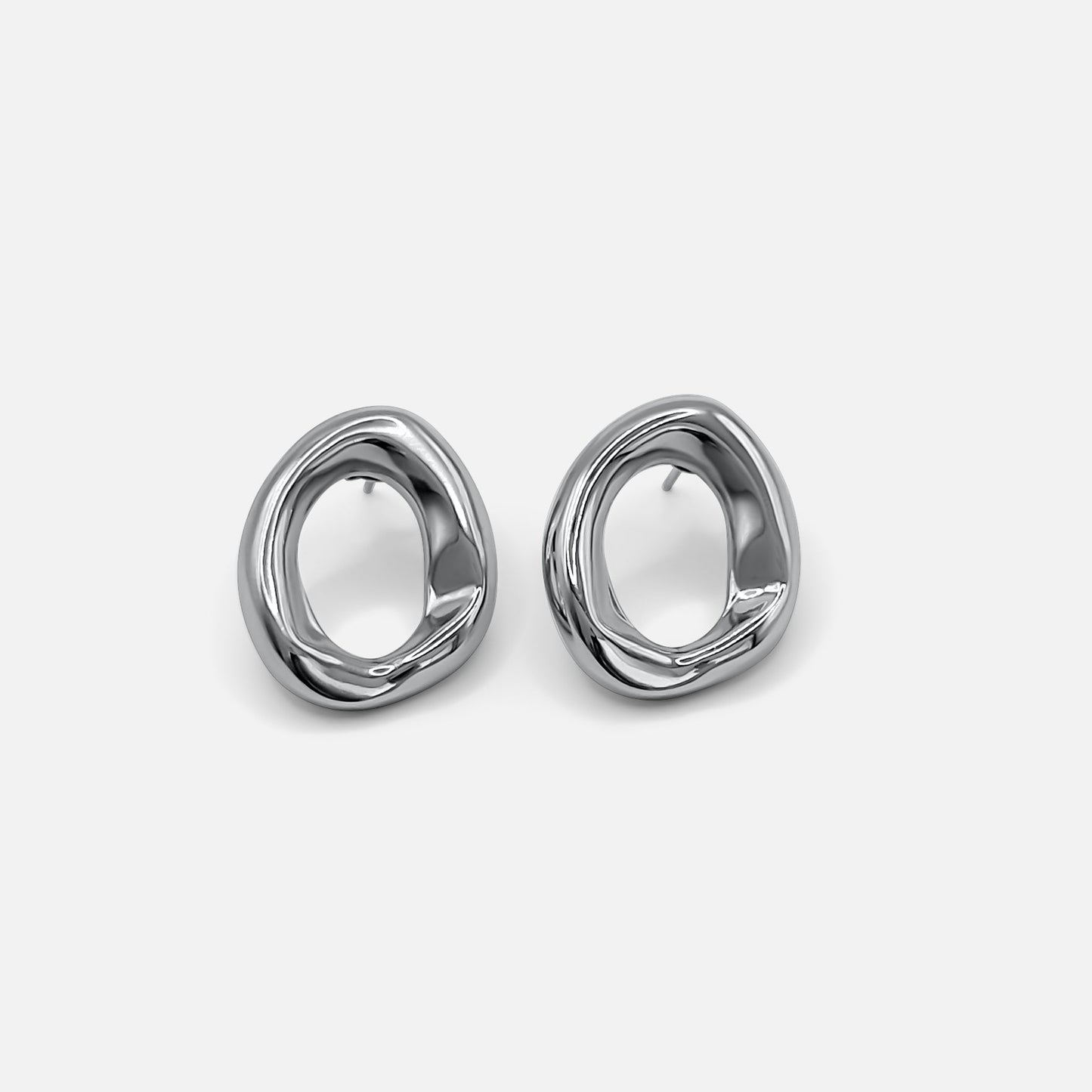 Mini Open Oval Earrings Silver