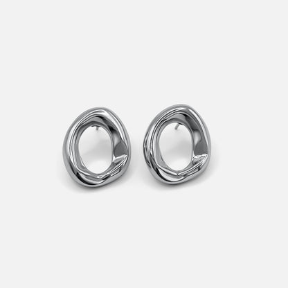 Mini Open Oval Earrings Silver