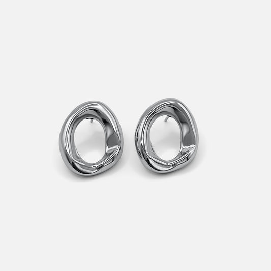 Mini Open Oval Earrings Silver
