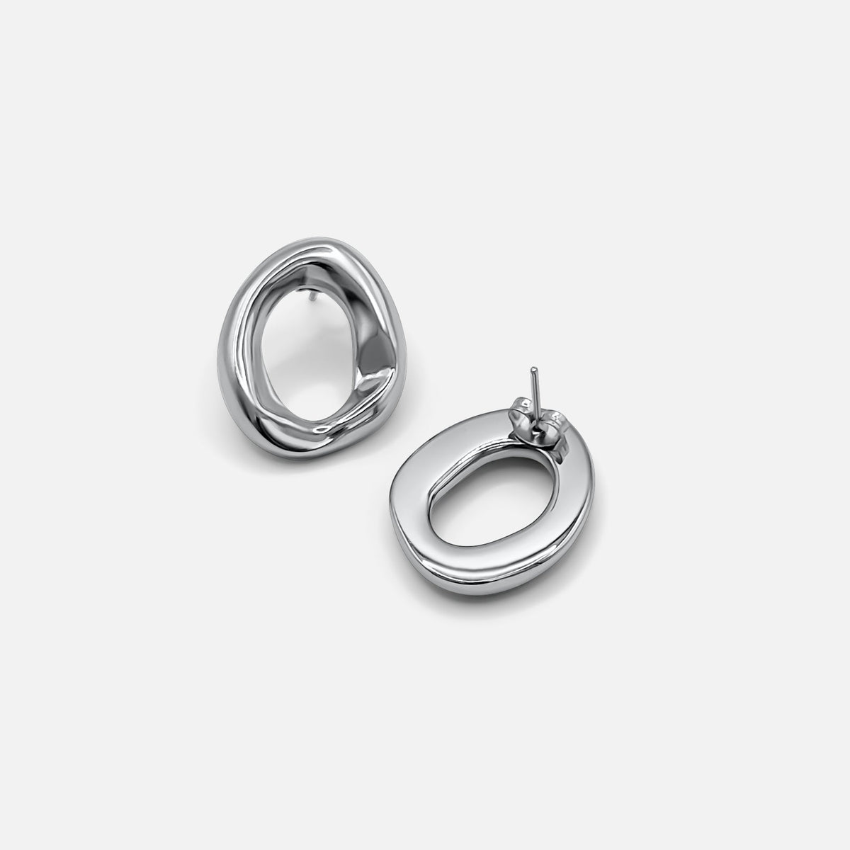 Mini Open Oval Earrings Silver