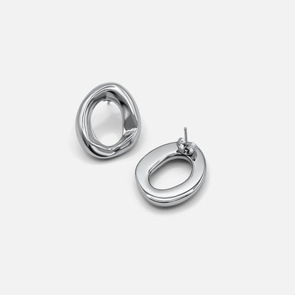 Mini Open Oval Earrings Silver
