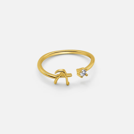 Adjustable Custom Initial Ring - Gold