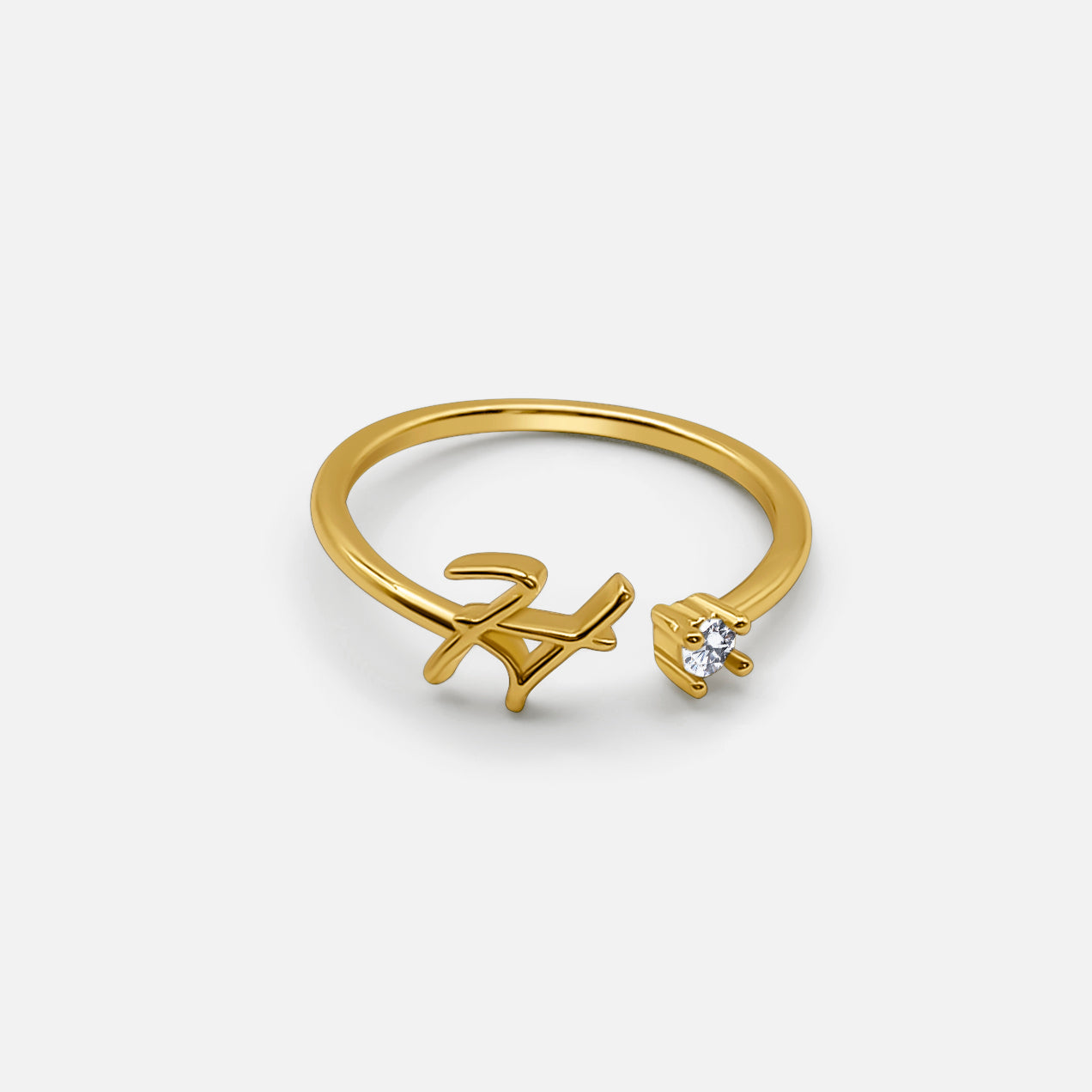 Adjustable Custom Initial Ring - Gold