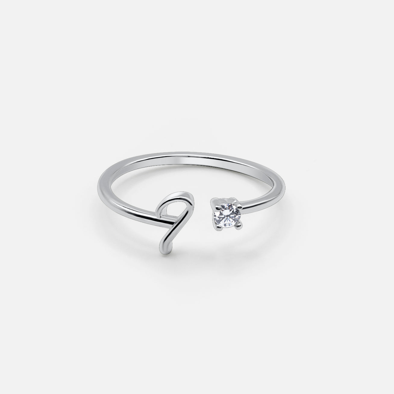 Adjustable Custom Initial Ring - Silver