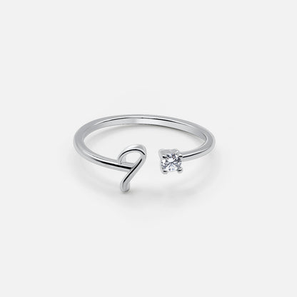 Adjustable Custom Initial Ring - Silver