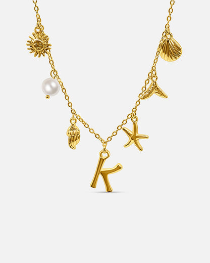 Gold Ocean Letter Necklace