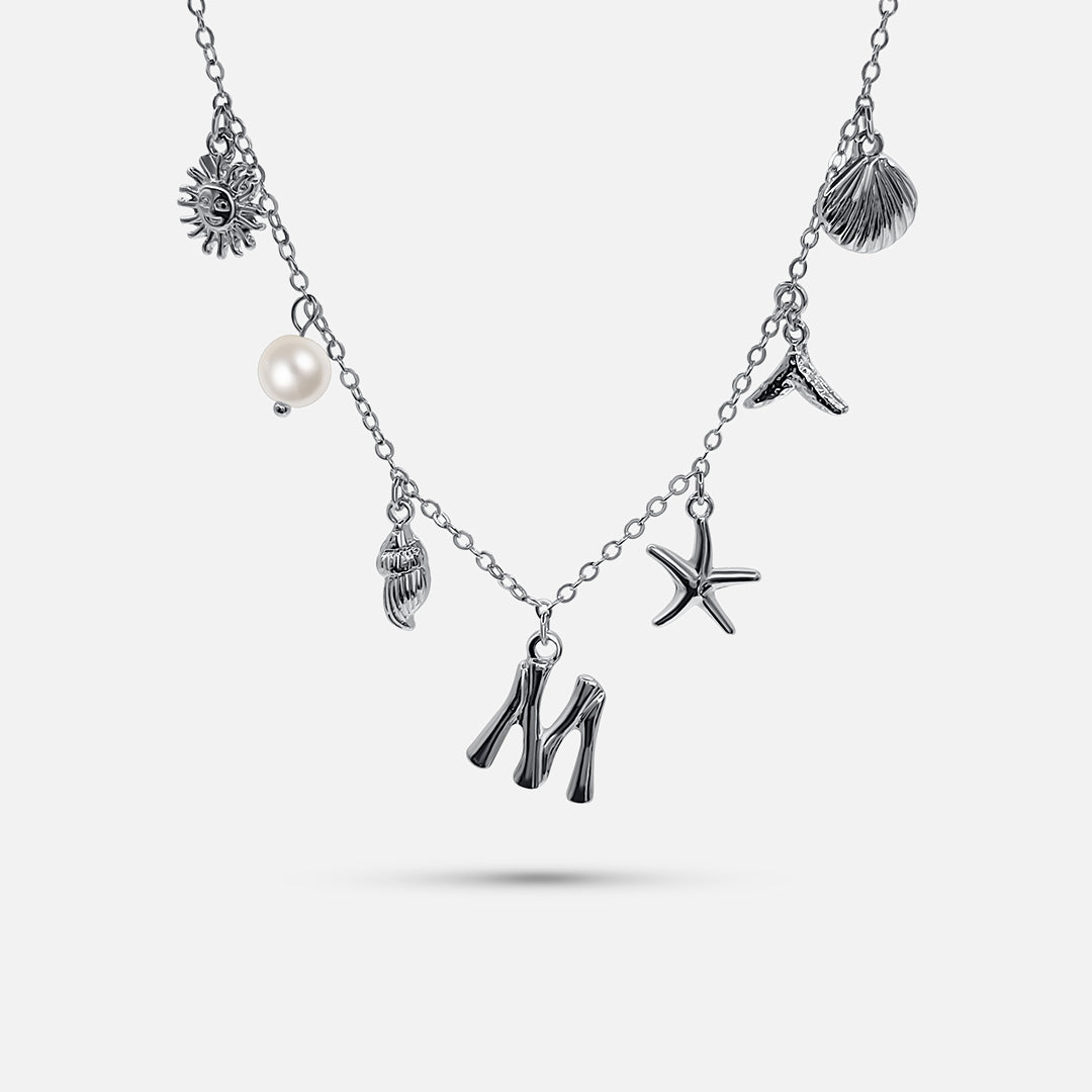 Silver Ocean Letter Necklace