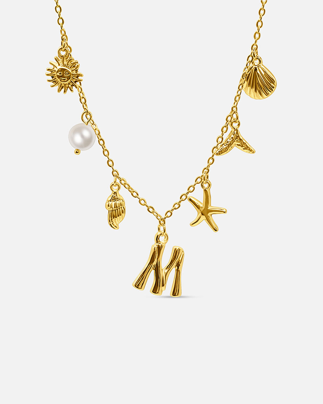 Gold Ocean Letter Necklace