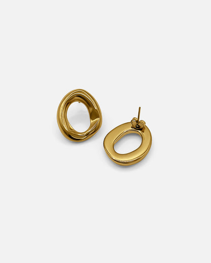 Mini Open Oval Earrings Gold