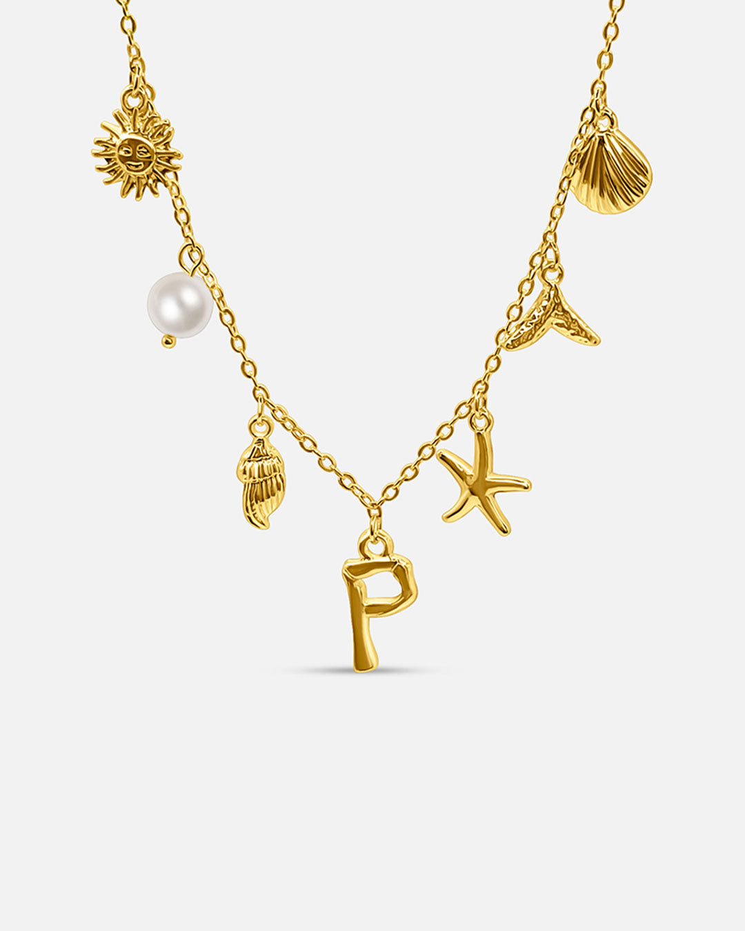 Gold Ocean Letter Necklace
