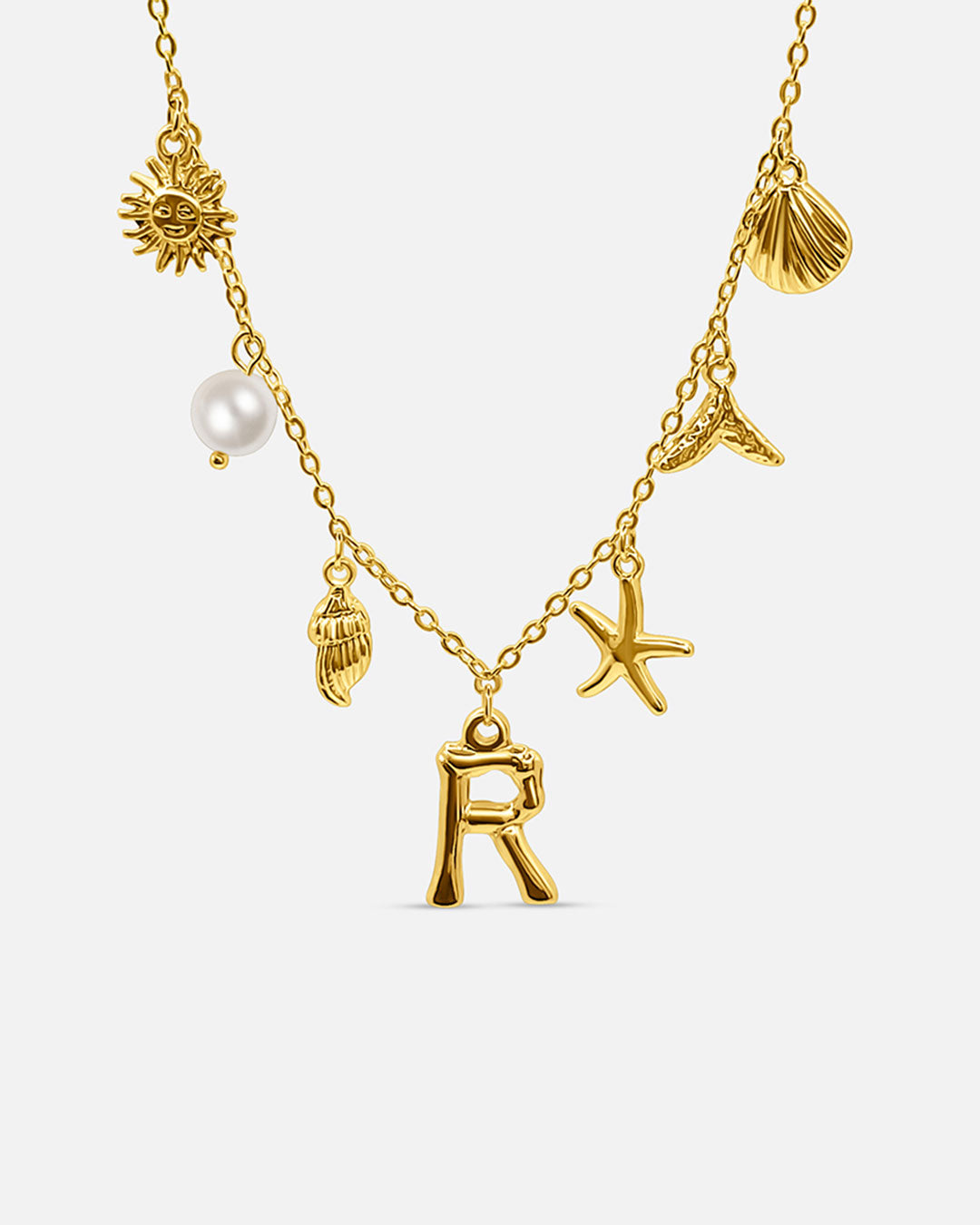 Gold Ocean Letter Necklace