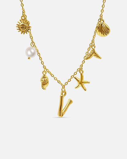 Gold Ocean Letter Necklace