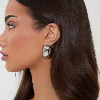 Silver Oval Earrings