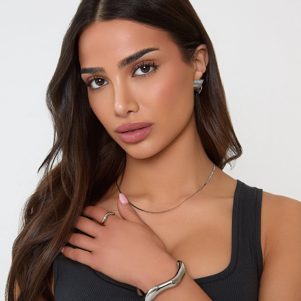 Silver Textured Necklace