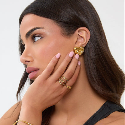 Textured Heart Earrings