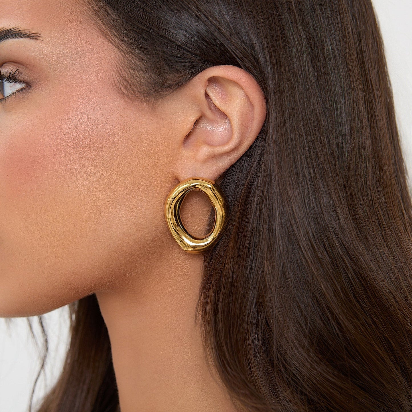 Gold Open Oval Earrings