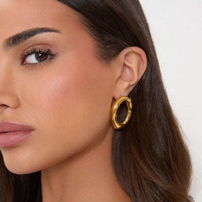 Gold Open Oval Earrings