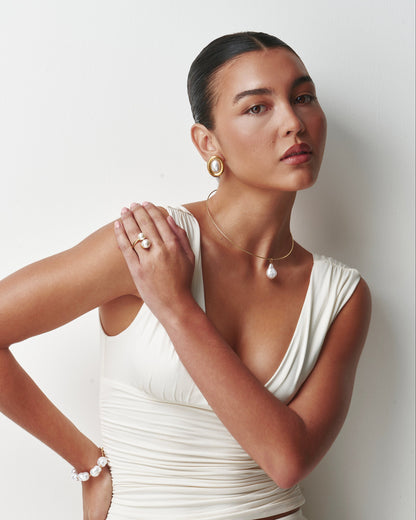 Oval Pearl Earrings