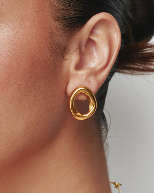 Mini Open Oval Earrings Gold