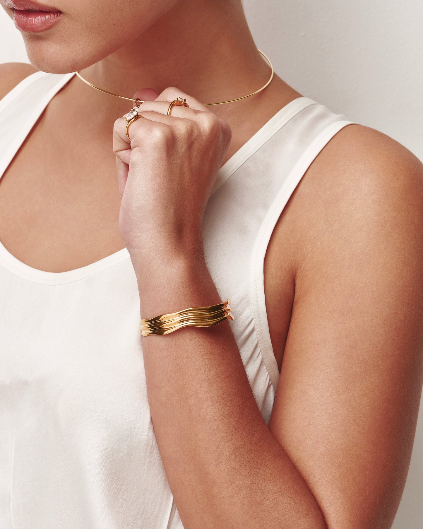 Gold Textured Open Bracelet