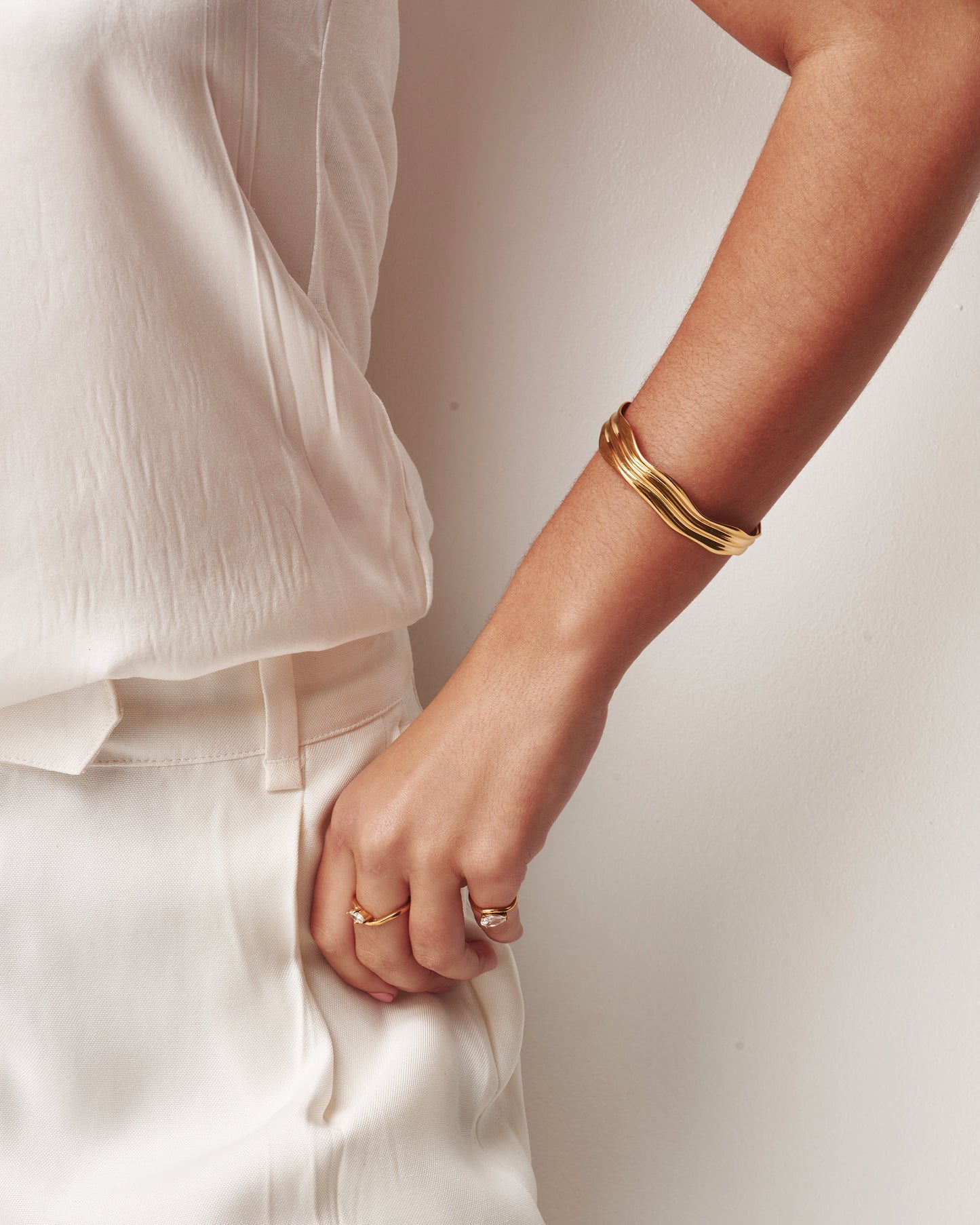 Gold Textured Open Bracelet