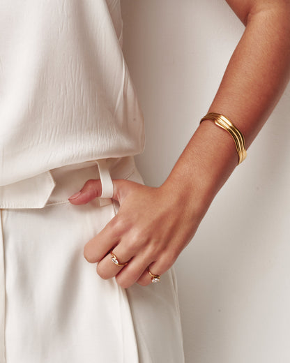 Gold Textured Open Bracelet