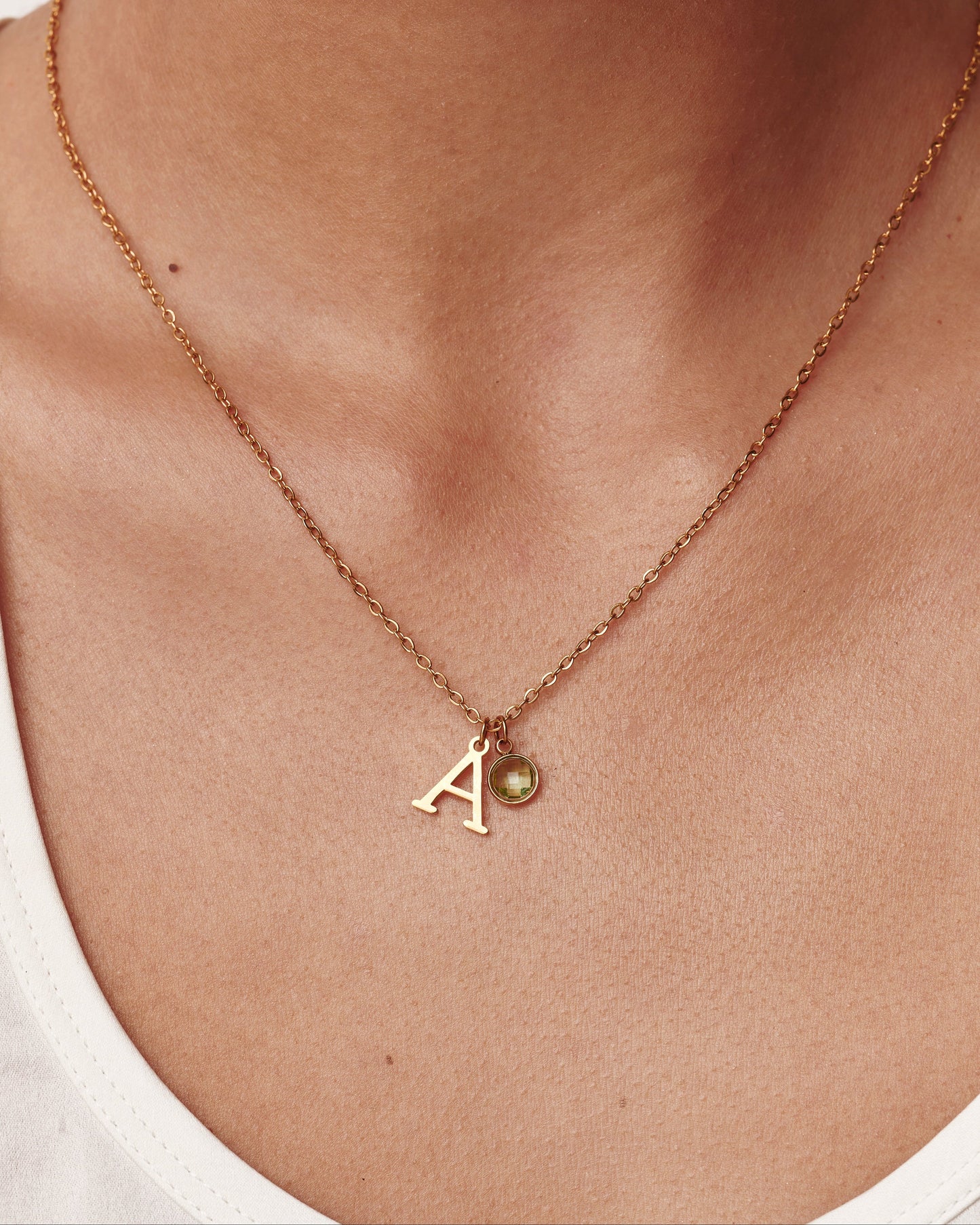 Initial Birthstone Necklace