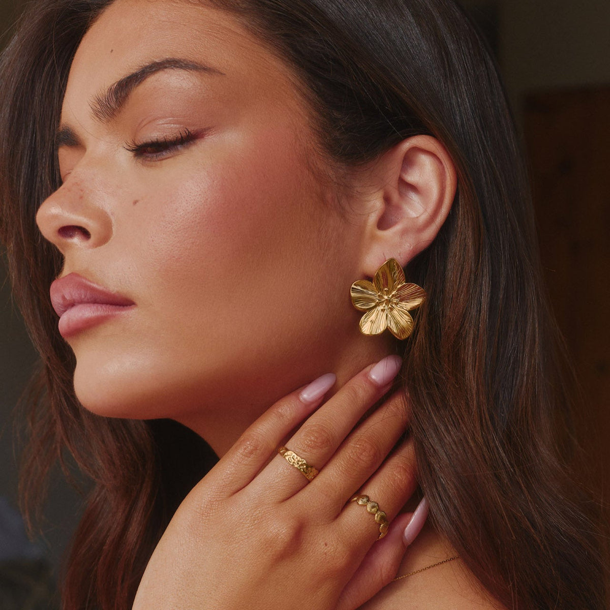 Flower Earrings Gold