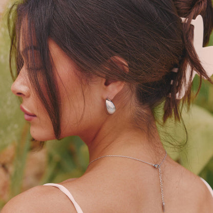 Pebble Tear Drop Earring - Silver