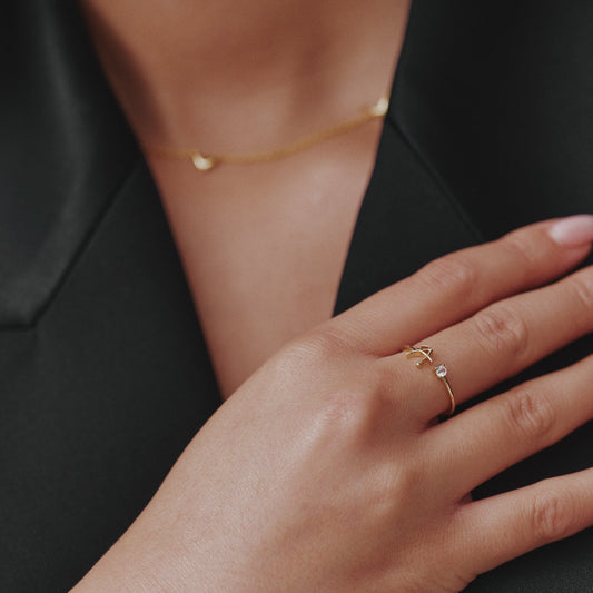 Adjustable Custom Initial Ring - Gold