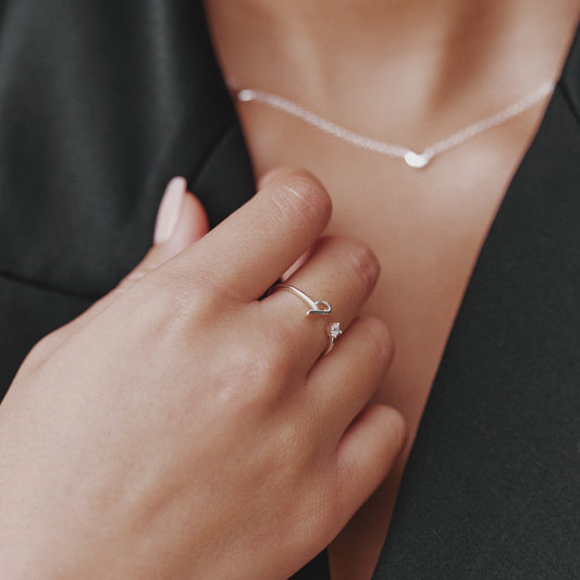 Adjustable Custom Initial Ring - Silver
