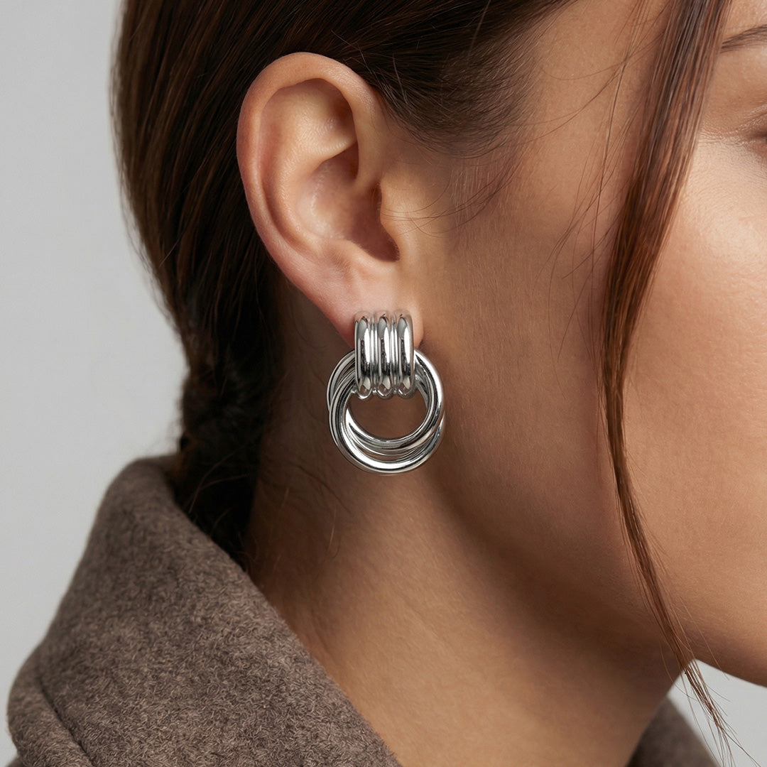 Double Knot Earrings Silver