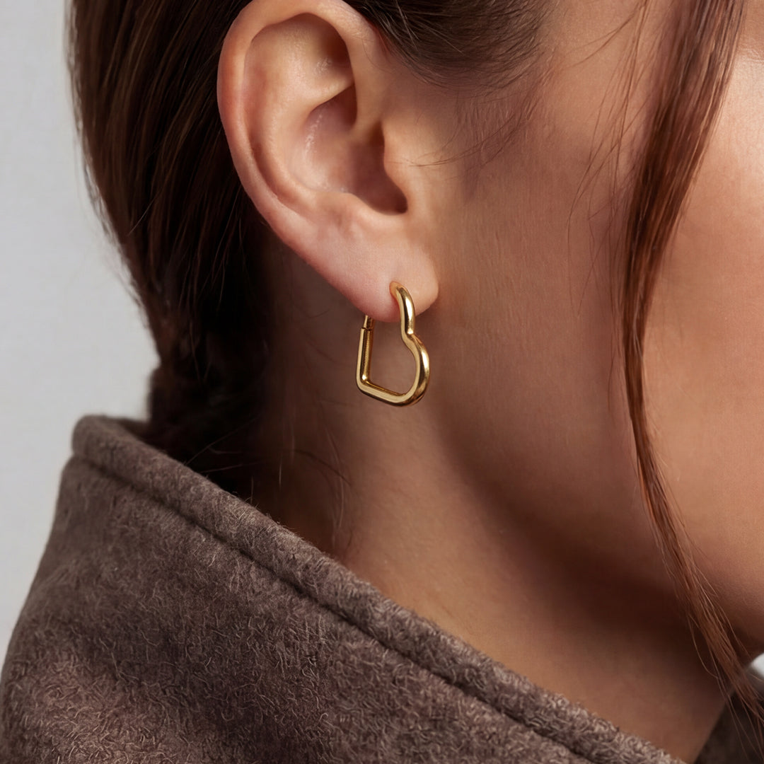 Mini Heart Hoops Gold