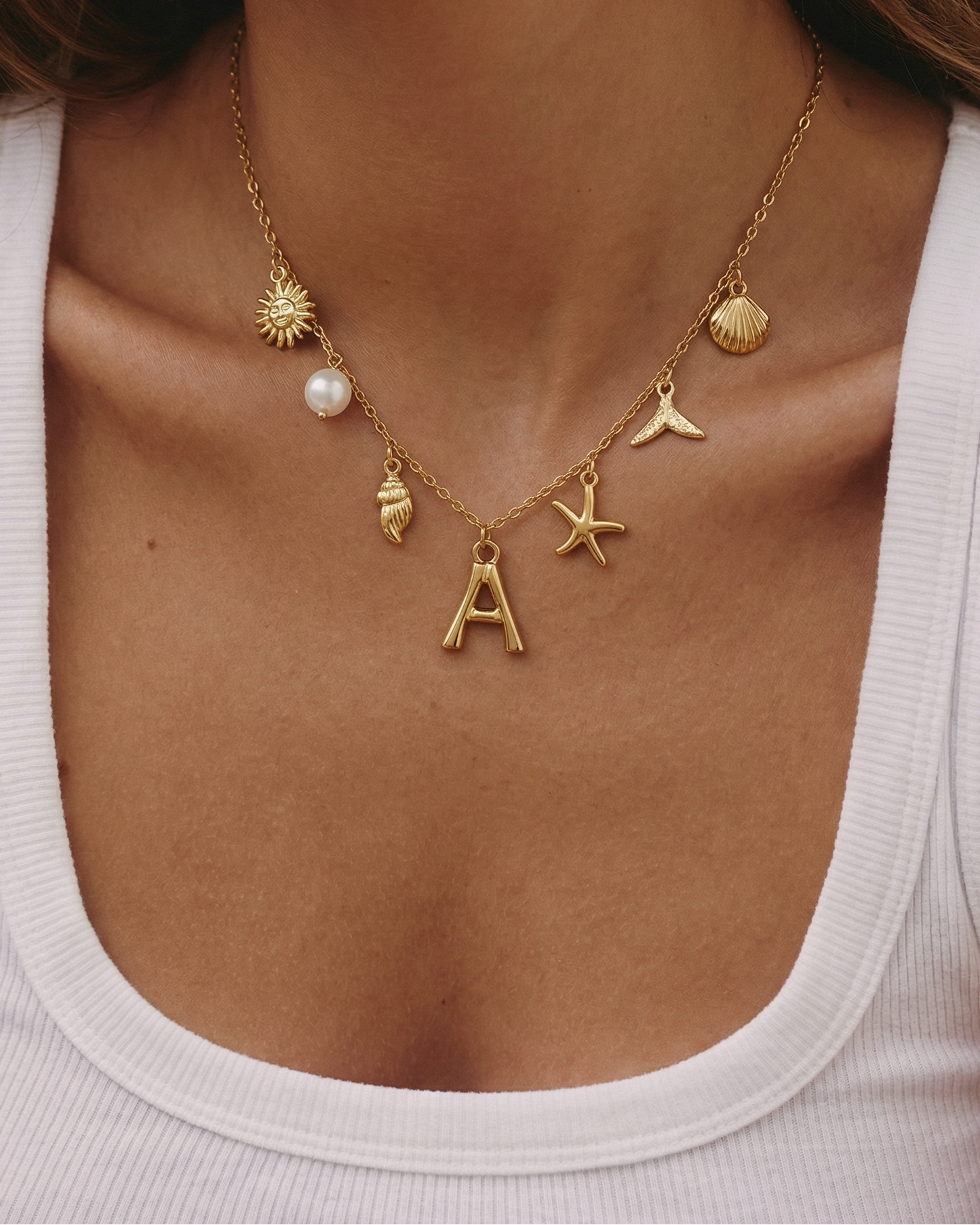 Gold Ocean Letter Necklace