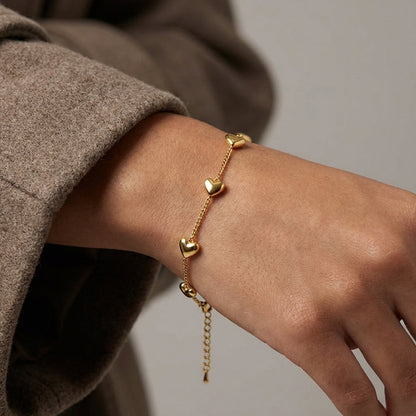 Mini Heart Chain Bracelet - Gold